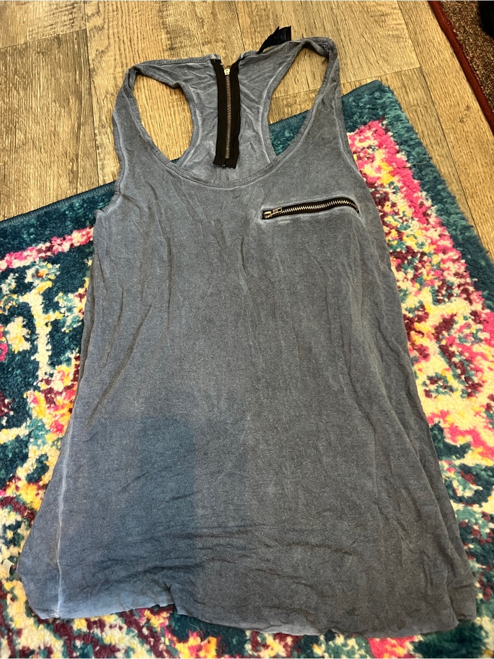 Pol Blue Racerback Zip-Back Tank Top - Picture 3 of 8
